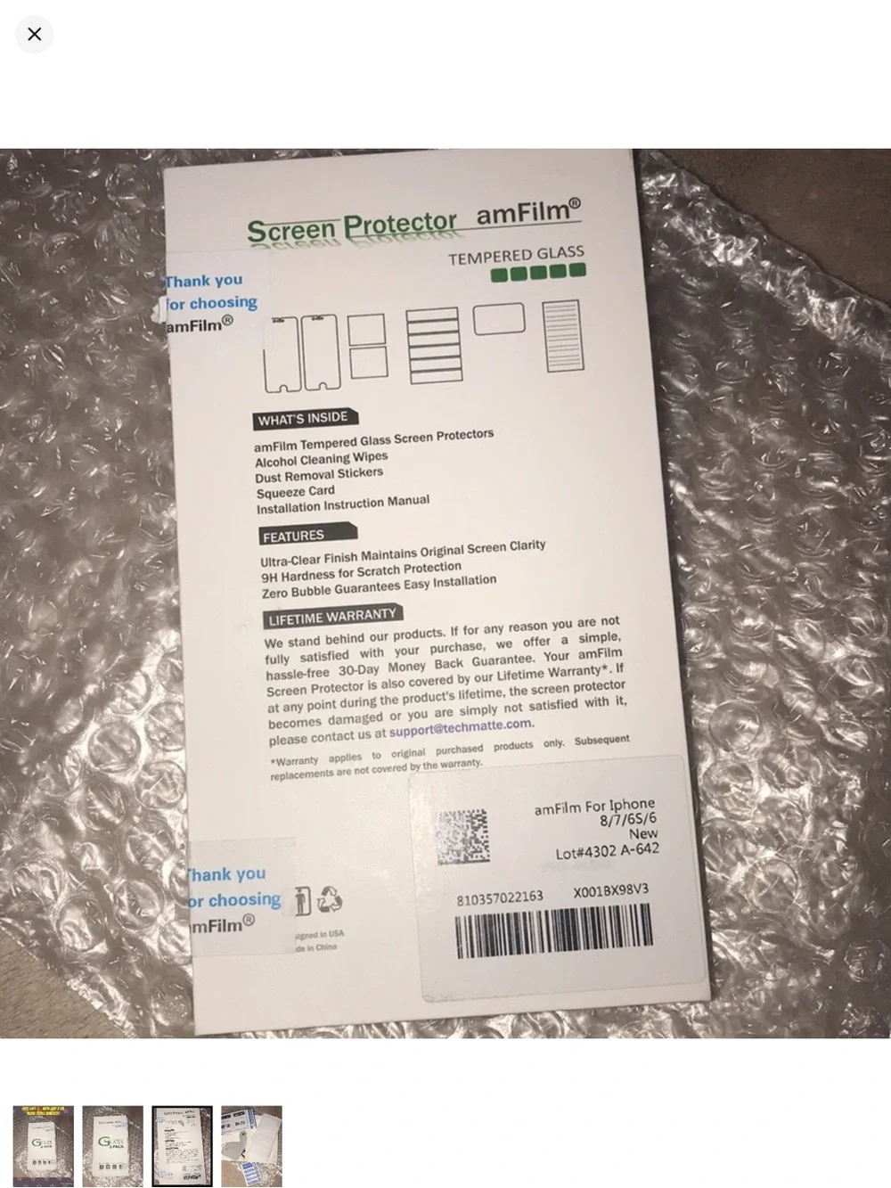 ONE Glass Screen Protector for iPhone 8/7/6/6S open box